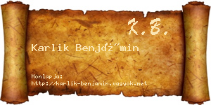 Karlik Benjámin névjegykártya