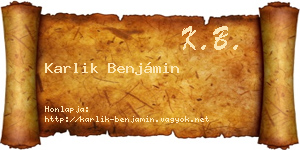 Karlik Benjámin névjegykártya